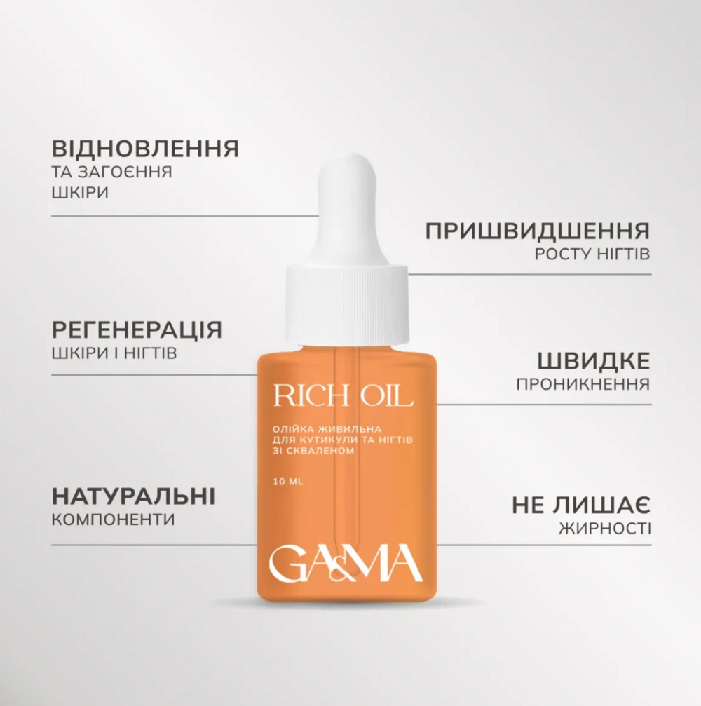 Олія живильна для кутикули та нігтів GA&MA Rich Oil 10 мл, фото 1