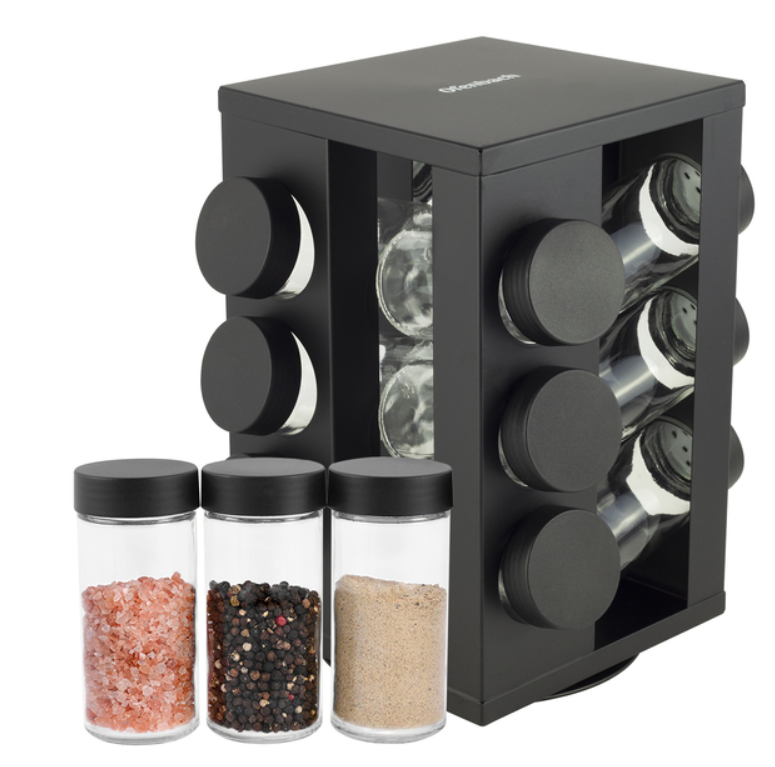 Набір ємностей для спецій 12 шт Ofenbach на квадратній підставці з нержавіючої сталі, фото 1
