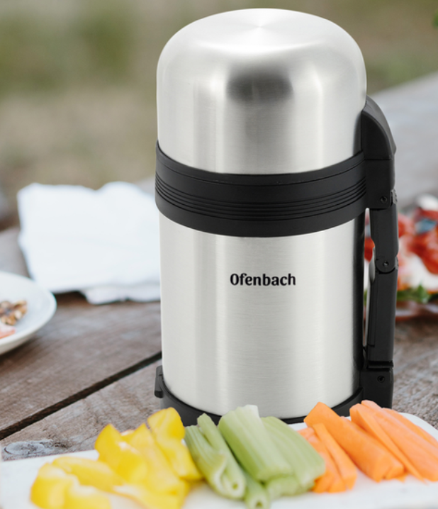 Термос харчовий 800 мл з нержавіючої сталі Ofenbach з ручкою та ремінцем, фото 1
