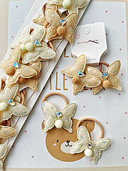 Резинки для волосся дитячі оптом 10 пар/уп МЕТЕЛИК З КАМІННЯМ ТА ПАМПОНОМ