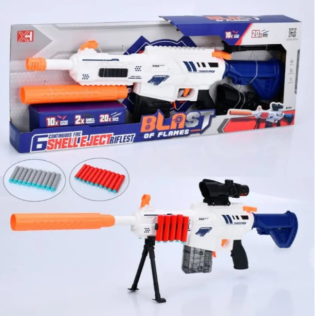 Автомат дитячий м'які кулі-присоски 20 шт., приціл XH918-1, фото 1