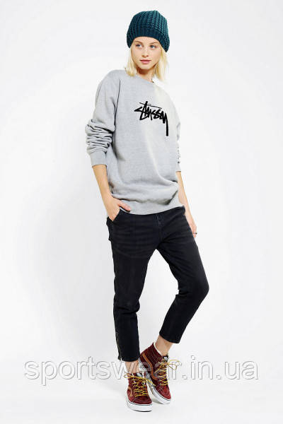 Женский Свитшот Стасси STUSSY Кофта ( Серый ) - фото 2 - id-p479111863