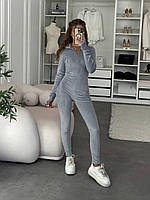 Комбінезон з довгим рукавом, облягаючий велюровий ромпер для повсякденного носіння, світло-сірий 40-42 арт. 581309