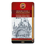 Набір графітних олівців "KOH-I-NOOR" /1502.II/ ART для художніх робіт, 8B–2H, 12 шт., металева уп., фото 2
