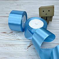 *5 рул* / Стрічка атласна / 5 см / Блакитна / 25 ярдів (22,86 м)