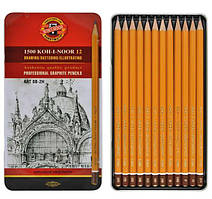 Набір графітних олівців "KOH-I-NOOR" /1502.II/ ART для художніх робіт, 8B–2H, 12 шт., металева уп.