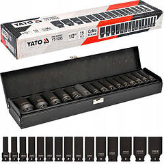 Набір головок торцевих ударних YATO 1/2" М10-32 х 78 мм 15 шт YT-1055