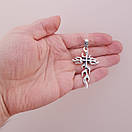 Срібний хрестик з білим фіанітом. Чоловічий кулон срібло 925 проба, фото 2