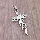 Срібний хрестик з білим фіанітом. Чоловічий кулон срібло 925 проба, фото 5