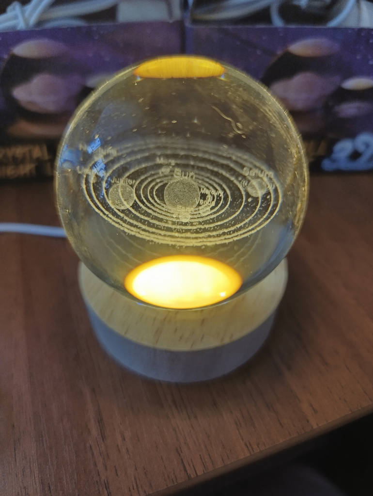 Декоративна 3D-сушарка нічник лампа кришталева Сонячна система Led світильник USB з підсвіткою - фото покупців 4