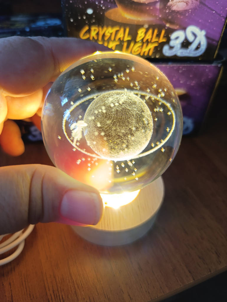 Декоративна 3D-сушарка нічник лампа кришталева Сонячна система Led світильник USB з підсвіткою - фото покупців 2