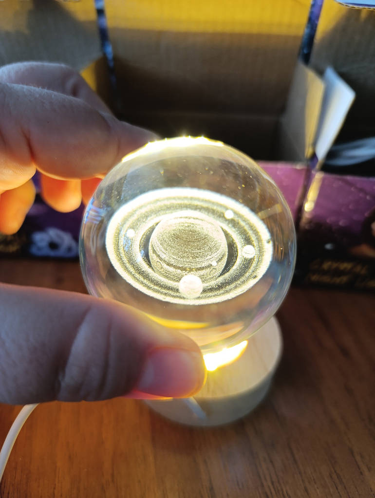 Декоративна 3D-сушарка нічник лампа кришталева Сонячна система Led світильник USB з підсвіткою - фото покупців 3