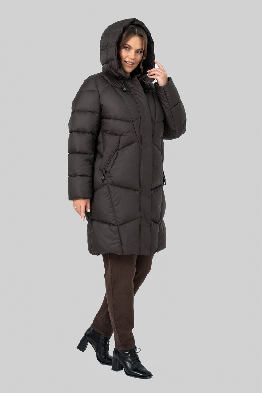 Зимове пальто прямого крою з наповнювачем із біопуху Мілорі, фото 1