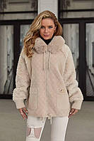 Красива жіноча куртка з альпаки з опушкою 52-58