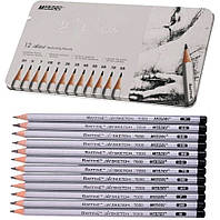 Набір графітних олівців "Raffine" MARCO /7000-12TN/ 8B–2H, 12 шт., металева уп.