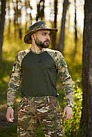 Лонгслів чоловічий мультикам,тактична футболка з довгим рукавом,лонгслів зсу мультикам,військовий гольф мультикам