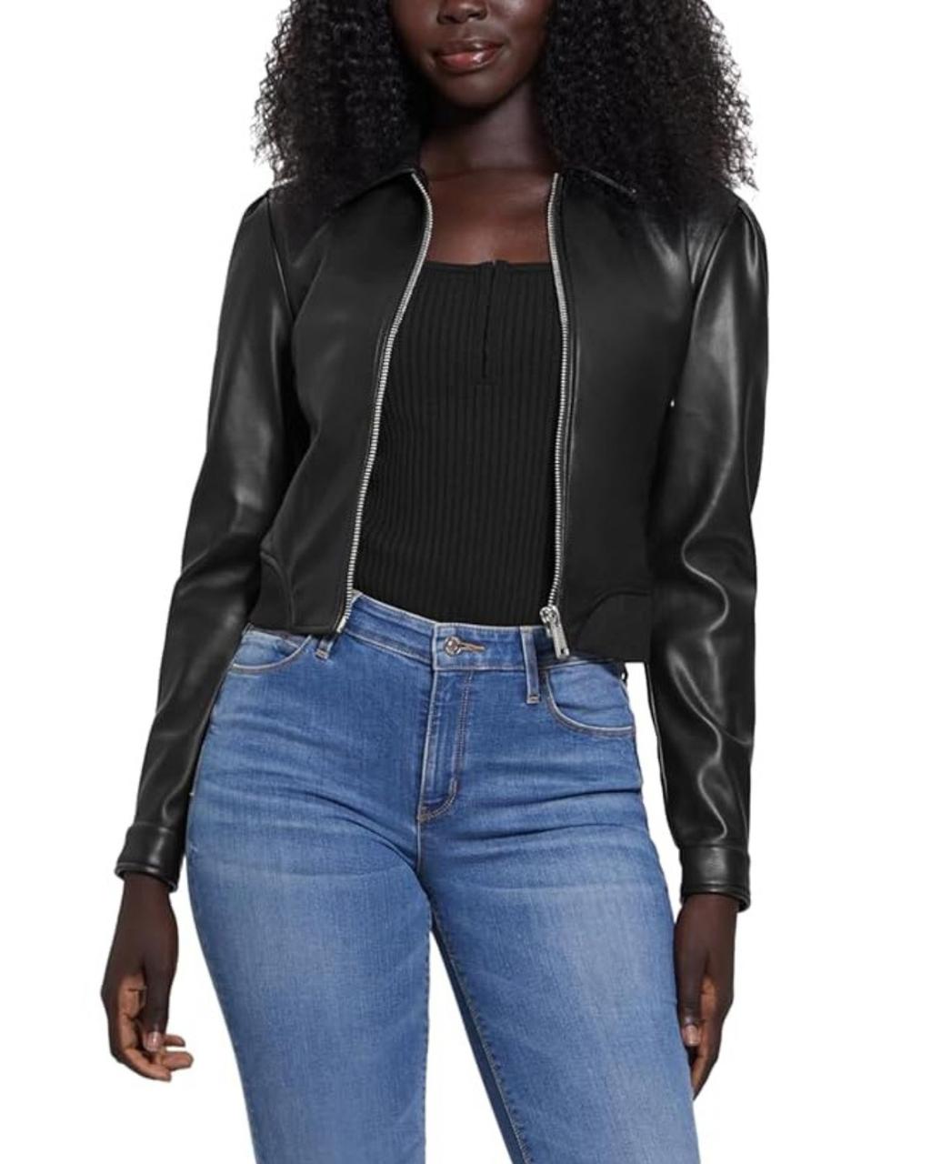 Жіноча куртка з екошкіри GUESS 1159843242 (Чорний L), фото 1