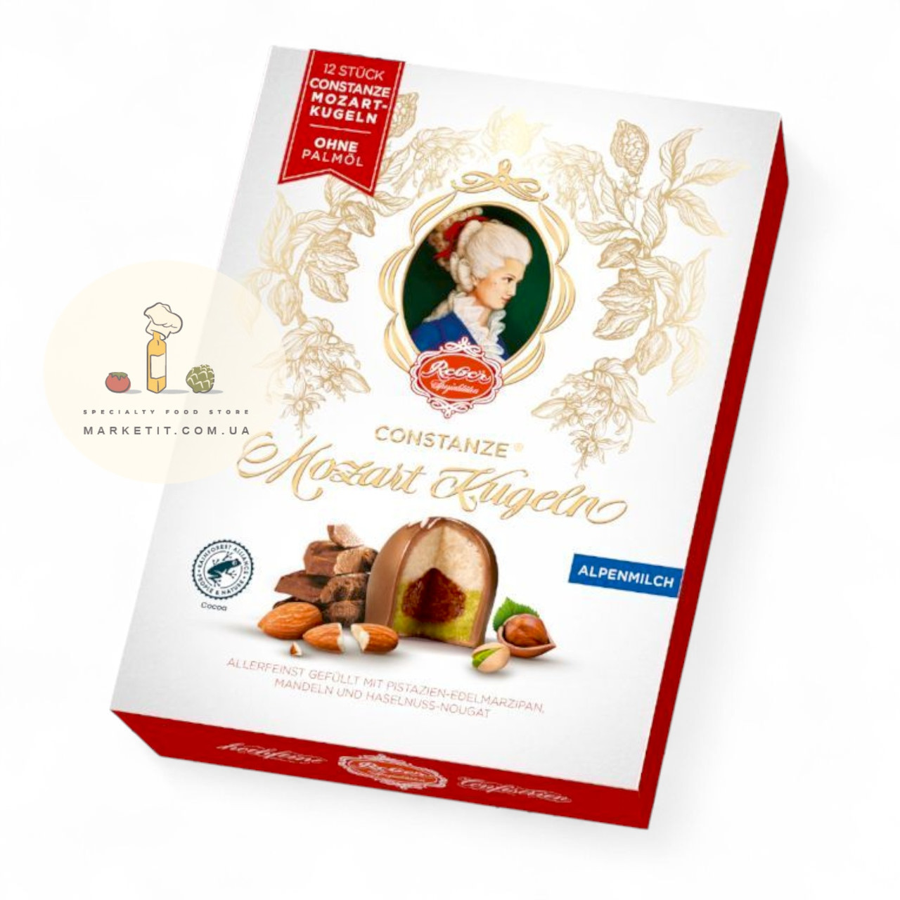 Шоколадні цукерки Reber Mozart Kugeln Constanze, з марципаном 240 г., фото 1