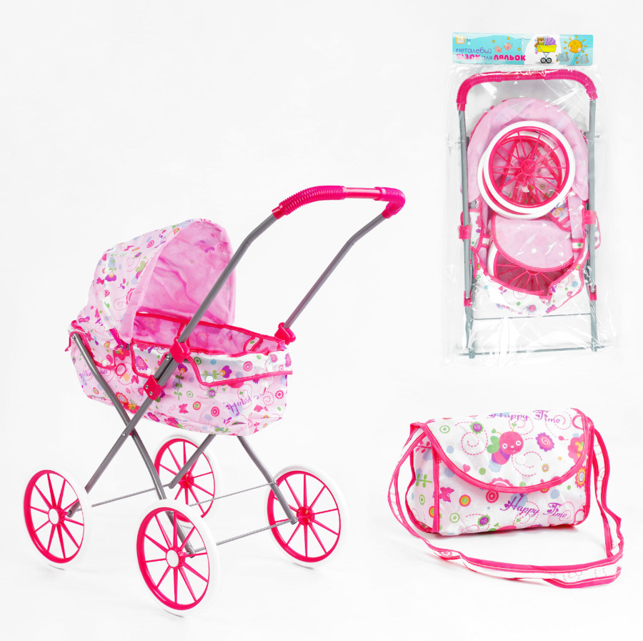 Коляска для ляльок TK 26-902 "TK Group" складна конструкція, пупс до 45 см, сумочка, фото 1