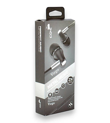 Навушники дротові 4you VIRGO (тканинний шнур) black, фото 1