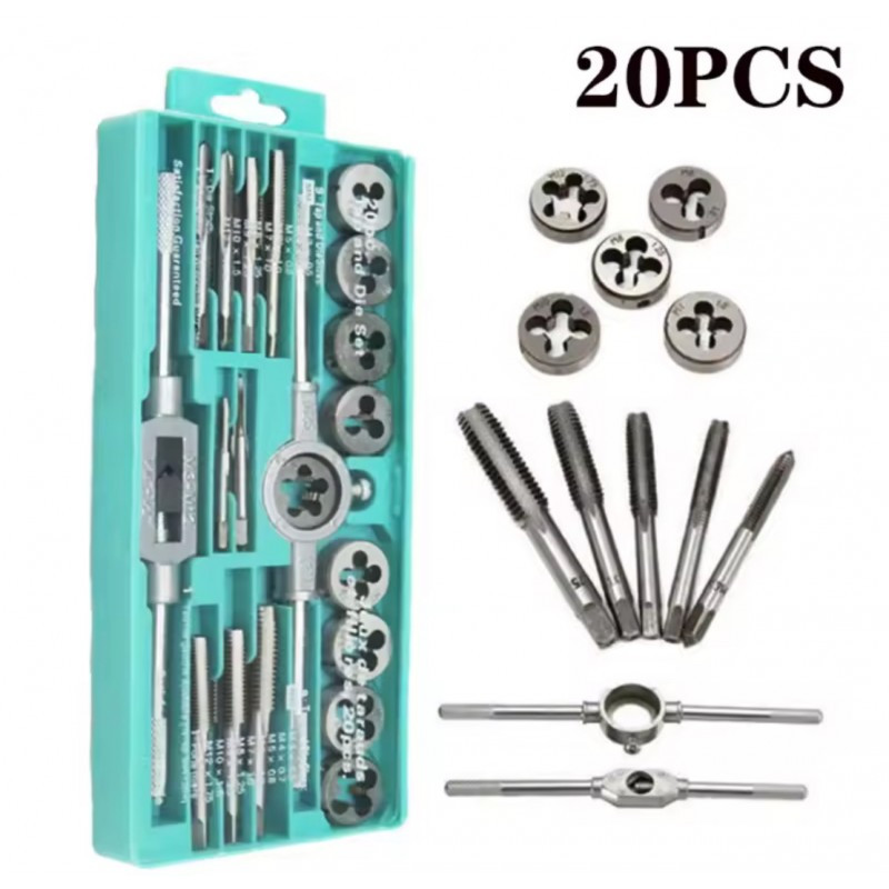 Набір плашок та мітчиків для нарізування різьблення 20 шт ES-20 Jw, фото 1