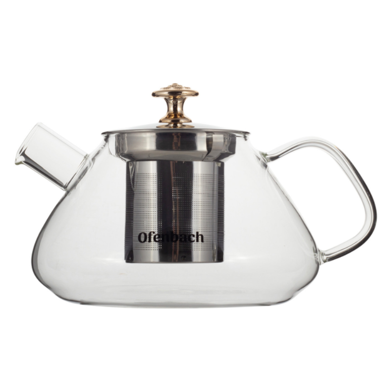 Скляний чайник для заварювання 700 мл Ofenbach з ситечком для заварювання чаю, фото 1