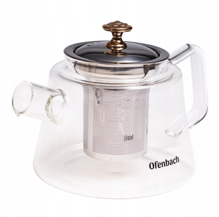 Скляний чайник для заварювання 480 мл Ofenbach з ситечком для заварювання чаю, фото 1