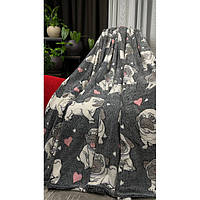 М який теплий плед Сніжок двоспальний 180х220 см Чорний щільне покривало з мікрофібри пухнастий