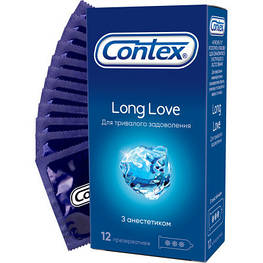 Презервативи Contex Long Love з анестетиком латексні з силікон. змазкою 12 шт. (5060040302545) - оригінал