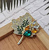 Брошка Лист із смарагдовим акцентом BRS172, фото 2
