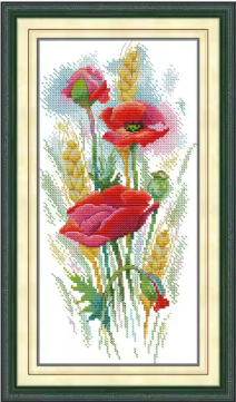 Набір для вишивання за нанесеною на канву схемою "Poppy Charm". AIDA 14CT printed , 19*37 см, фото 1