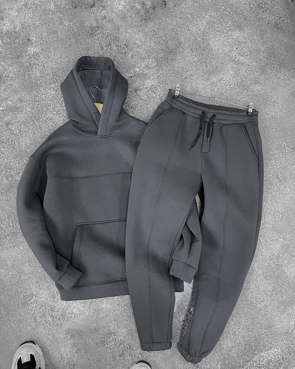 Чоловічий спортивний костюм на флісі з капюшоном. Чорний/темно-синій/графіт/хакі. М; L. - фото 1 - id-p2747250227