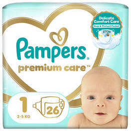 Підгузки Pampers Premium Care Розмір 1 (2-5 кг) 26 шт (8001841104614) - оригінал