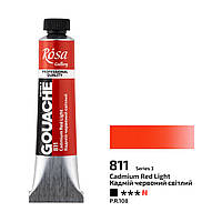 Гуашь Кадмій червоний світлий (811) туба 20мл ROSA Gallery