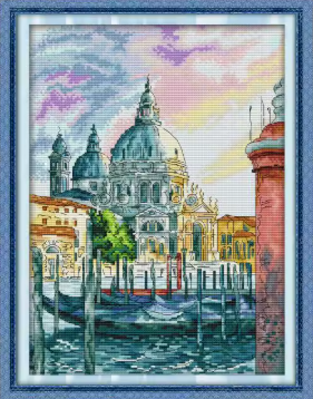 Набір для вишивання за нанесеною на канву схемою "Venice Santa Maria Salute". AIDA 14CT printed , 30*40 см, фото 1