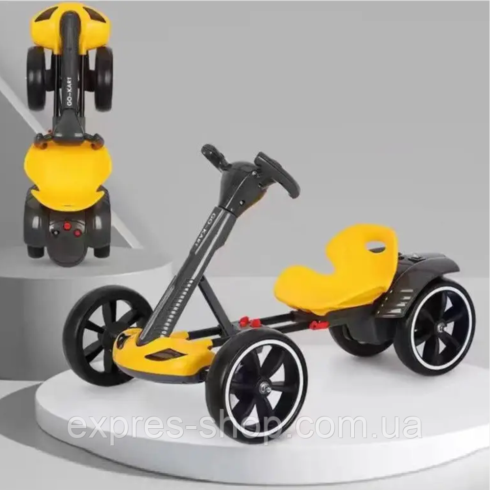 Дитячий електрокарт 110x58x60см, до 30 кг, M 6072, Жовтий / Електрокарт дитячий одномісний / Електрокартинг, фото 1