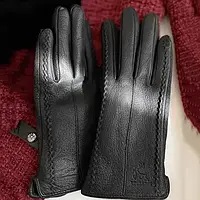 Жіночі рукавиці із натуральної оленячої шкіри. Якісні м'які шкіряні перчатки з вовняною підкладкою