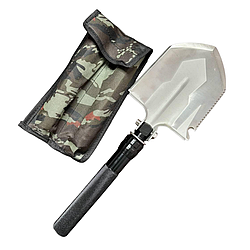 Саперна лопата 59 см у камуфляжному чохлі / Багатофункціональна туристична лопатка / Похідна лопата
