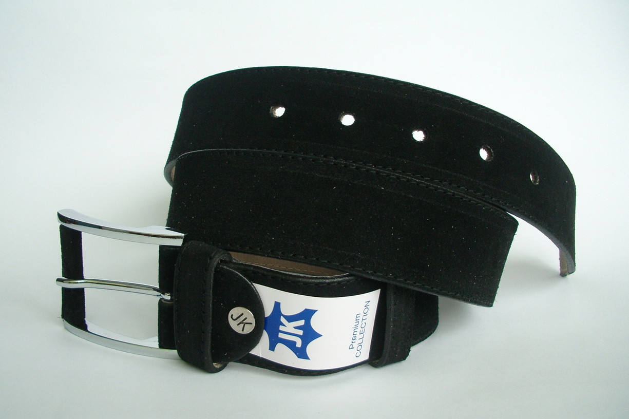 Ремінь чоловічий замшевий стильний повсякденний повсякденний 3,5 см під штани і джинси чорний, фото 1