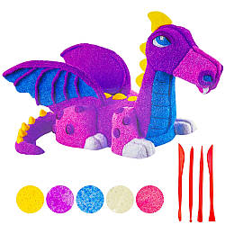 Набір для дитячої творчості "Дракон" PEARL CLAY 808-30 / Дитячий кульковий кінетичний пластилін для ліплення