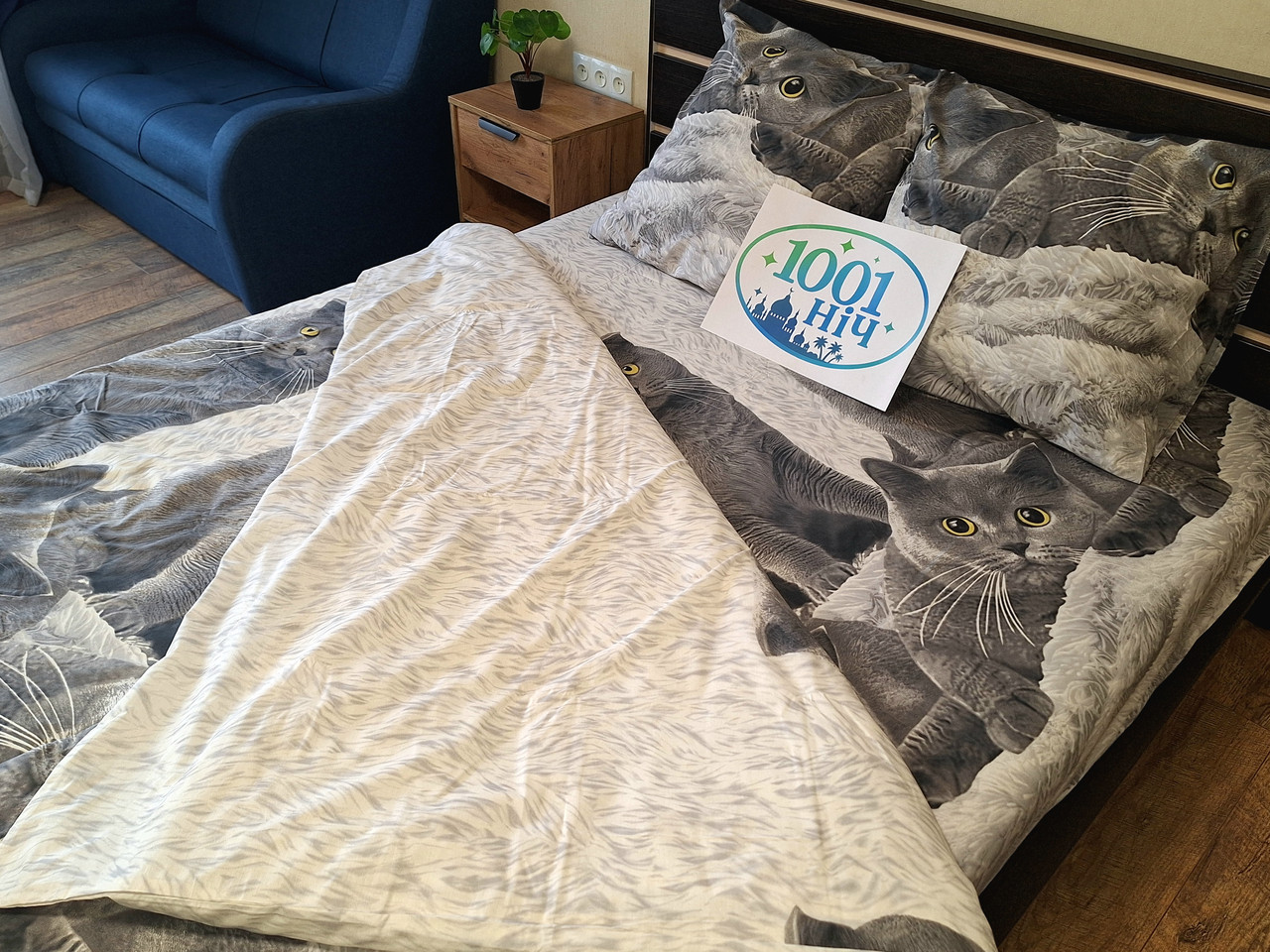 Комплект постільної білизни Бязь Голд Люкс №бл559 Полуторний 150х220 на кнопках