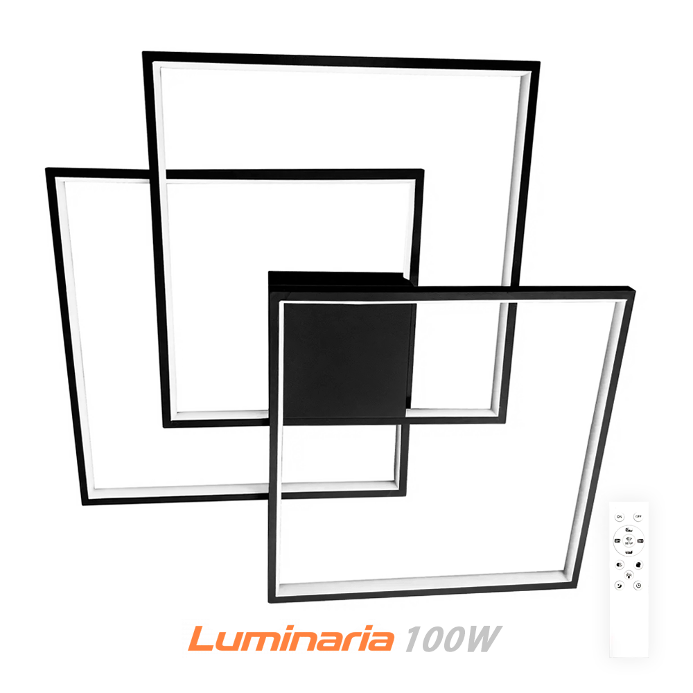 Керована LED люстра CALLISTA 100W 3S чорна Luminaria світлодіодна з пультом ДУ 8500Lm 220V 550×550×75мм, фото 1