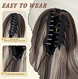 Шиньйон на крабі коричневий - омбре в блонд легкі хвилі 40 см термоволокно, фото 3