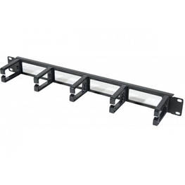 Кабельний організатор Hypernet 19" 1U 5 пластиковых колец, сквозное отверстие, металл (CM-5HP) - оригінал