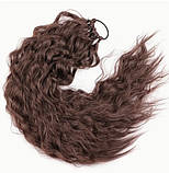 Накладний шиньйон хвилястий хвіст на гумці якісний та густий 61 см колір шоколад, фото 2