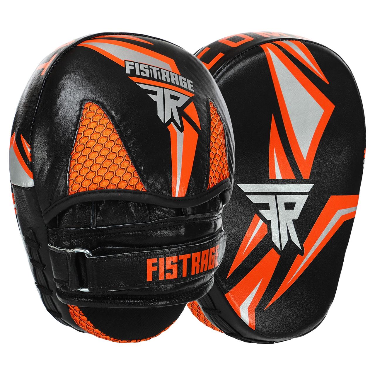 Лапа Вигнута для боксу та єдиноборств FISTRAGE COMBAT 2шт чорний-оранжевий VL-6387, фото 1