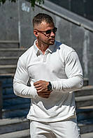 Мужской трикотажный джемпер белого цвета с воротником