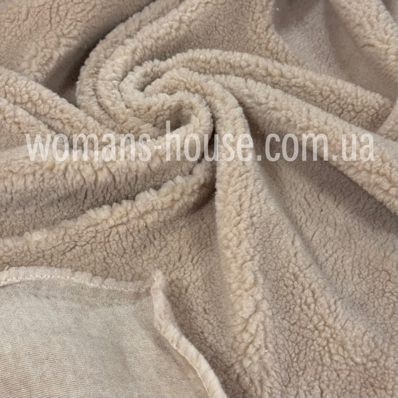 Тканина Хутро підкладкове однотонне штучне трикотажне 150 см Бежеве темне, фото 1