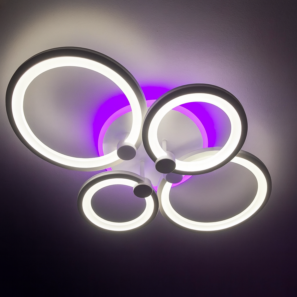 Люстра Led з пультом у спальню Diasha 80W до 18 м² колір Чорний 8022/4BK 3color, фото 1