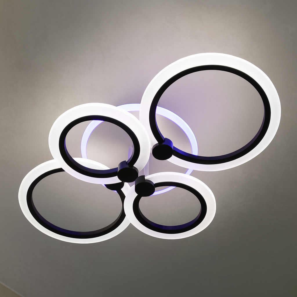 Cвітлодіодна люстра з пультом та підсвіткою Linisoln 65W до 16 м² колір Чорний 1888/4 BK 3color, фото 1